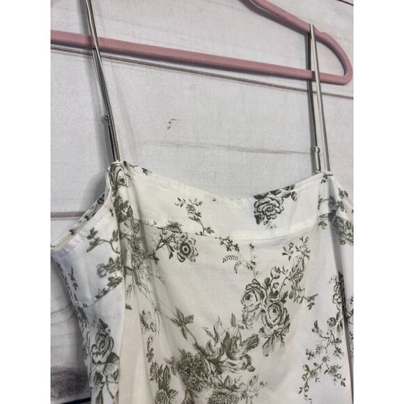 Antonio Melani Size XL Tank Cream Green Floral Sleeveless Chic Preppy - Picture 5 of 5